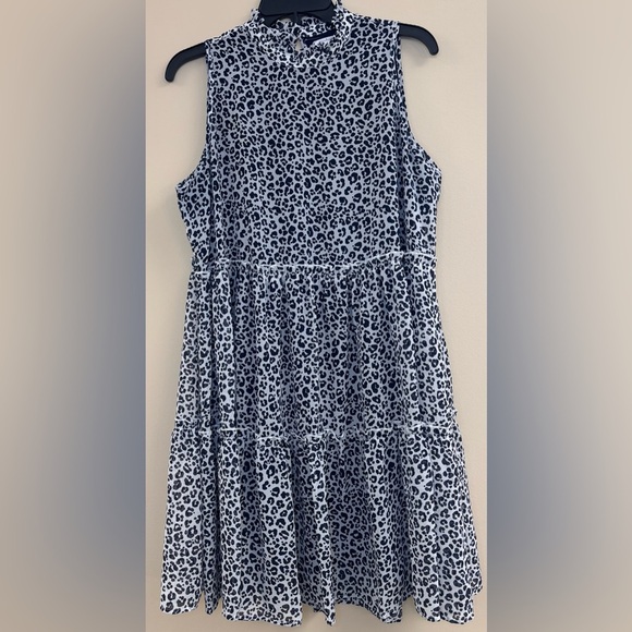 Mud Pie Nsomi Ruffle Dress in Navy Leopard, size large - Picture 1 of 4